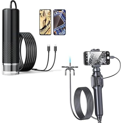 Aopick Handheld Digital Microscope Camera and Two-Way 360° Articulating Borescope Cover