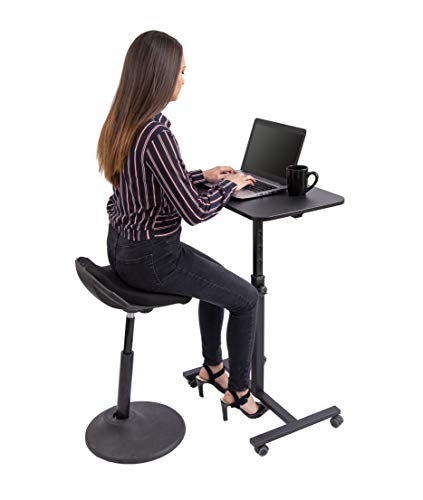 Stand Up Desk Store Height Adjustable Single Column Rolling Standing Desk Laptop Stand - Black #TOP5