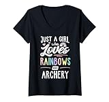 Photo Gallery donna regalo arcobaleno con scritta "just a girl who loves rainbows and archery rainbow gift maglietta con collo a v Photo Gallery donna regalo arcobaleno con scritta "just a girl who loves rainbows and archery rainbow gift maglietta con collo a v