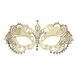 Thmyo Women's Laser Cut Metal Venetian Halloween Mardi Gras Party Mask (Gold 2)