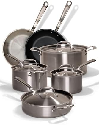 Made In Cookware - 10 Piece Stainless Steel Pot and Pan Set - 5 Ply Stainless Clad - Includes Stainless Steel & Non Stick Frying Pans, Saute pan, Saucepans and Stock Pot with Lid