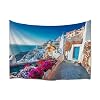 A.Monamour Wandkleed Wandtapijt Traditionele Cycladische Huizen Met Bloemen Straatlandschap Santorini Griekenland Tapijt…