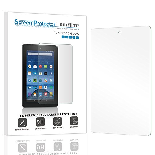 amFilm Glass Screen Protector for Fire 7 (2015, 5th Generation), Tempered Glass