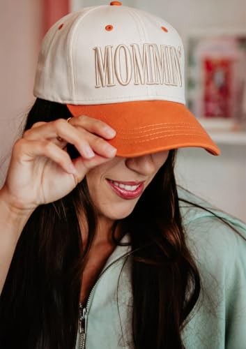 Image of Mommin Trucker Hat for Women, Vintage Two-Tone mom hat with Mommin 3D Embroidery, New Mom Gifts Mothers Day Outfits