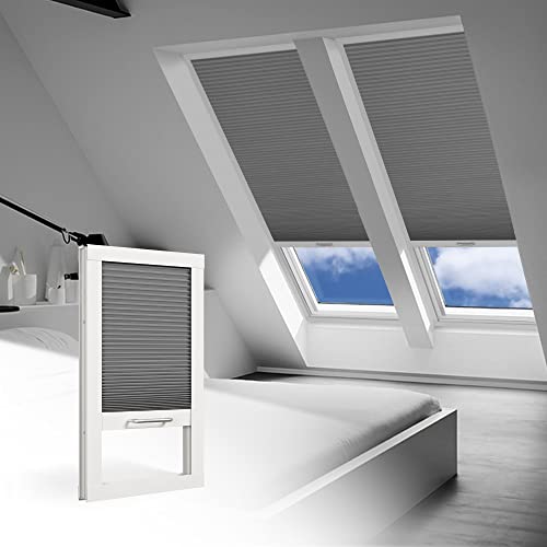 Berissa Skylight Shades Blackout Manual Roof Window Blinds Cellular Shades Room Darkening Honeycomb Blinds For Ceiling, Window, Custom Size, Blackout-Dark Gray. #TOP5