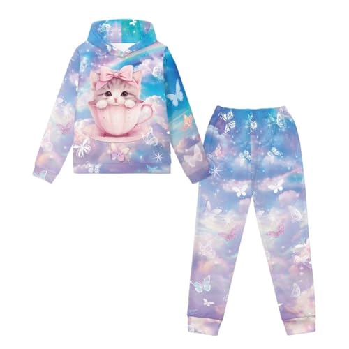 Sweatshirts and Sweatpants with Pockets Kids 5-12T Girls Long Sleeve Hoodies and Pants Set3