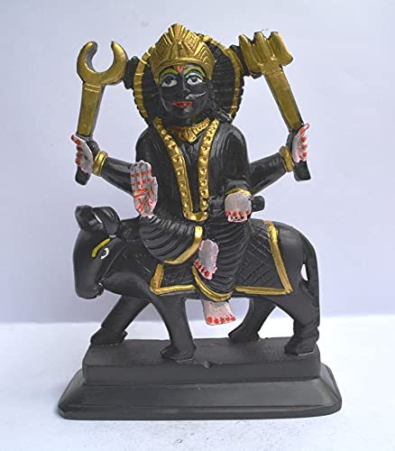 Estatua Shani Dev en piedra negra 7 pulgadas miniatura 2