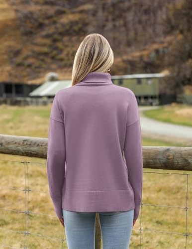 Image of Zeagoo Women's Turtleneck Sweater 2026 Fall Winter Chunky Knitted Pullover | High Low Hem Trendy Basic Jumper Top, Long Sleeve Casual Knit Pullover 2026, Fall Fashion Outfits, Winter Clothing for Women