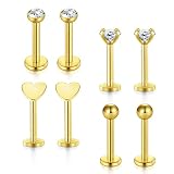 Incaton 16G Cartilage Earring Flat Back Sutd Earrings for Women Stainless Steel Helix Tragus Conch H