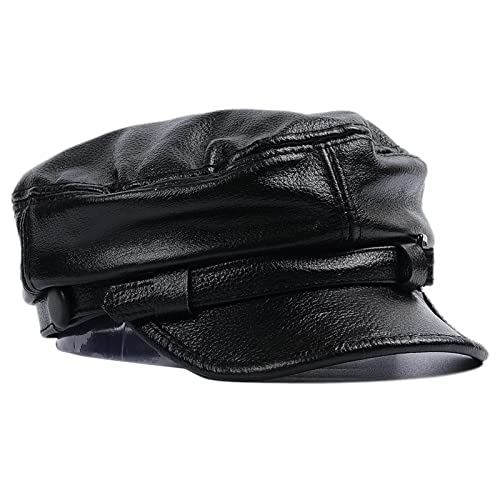 UMJIGF Leather Cap Fisherman Cap Men Women Driver Hat Newsboy Cap Winter Autumn,A-Large