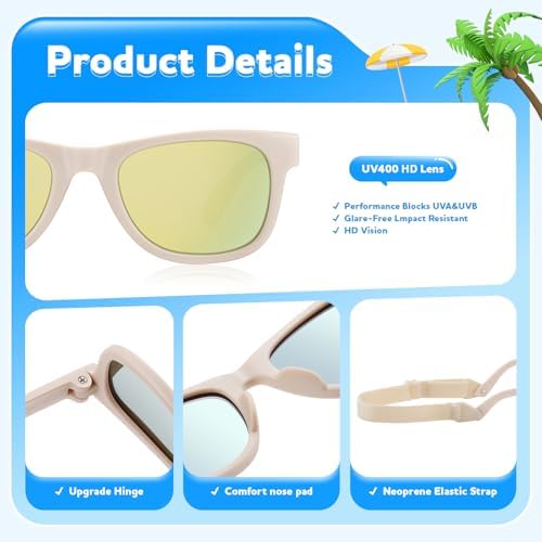 Baby Infant Toddler Sunglasses with Strap for Boys Girls Age 0-24 Months, 3 Pack Flexible TPEE Rubber Frame Kids UV400 Protection Sunglasses Newborn Shades — view 2