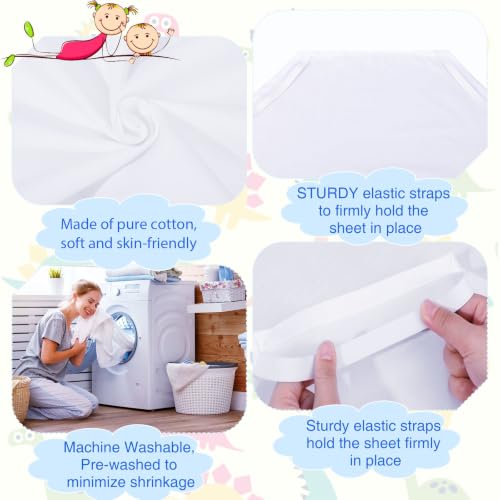 Image of Macarrie 30 Pcs Cot Sheets for Daycare Bulk 23 x 51 Inch Fitted Cot Bed Sheets with Elastic Corner Loops for Child Boys Girls, Daycare Essentials for for Toddler and Preschool(White)