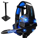 Kaloopp Cascos Gaming, Auriculares Gaming con Micrófono y Soporte para Auriculares/Cascos con Cable y Luz RGB para Xbox, PS4, PS5, Nintendo Switch,...