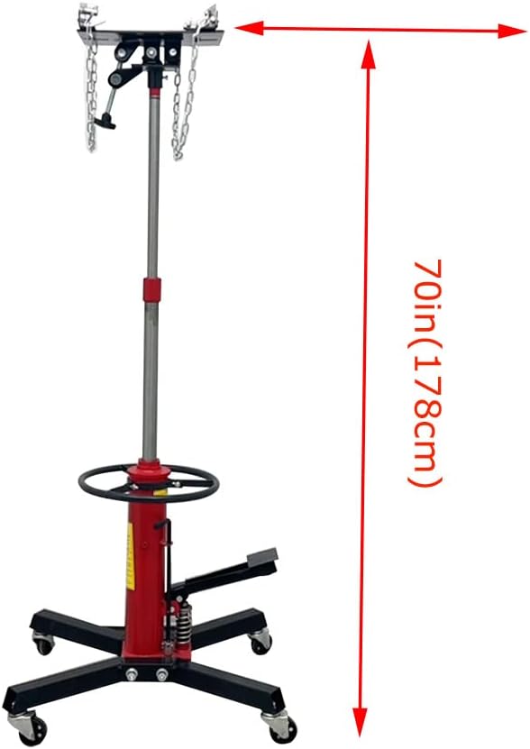1300lbs Transmission Jack 2 Stage Hydraulic Telescoping Jack Adjustable Height with Pedal 360°Swivel Wheels