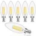 comzler E12 LED Candelabra Bulb Dimmable, Chandelier Light Bulb 4000K Neutral White,40W Equivalent,Type B Ceiling Fan Bulbs,C35 B11 Edison Filament Candle Bulbs Candle Lights,400LM,Pack of 6