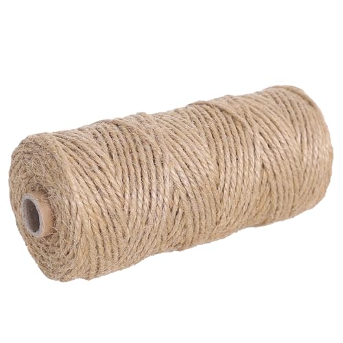 Natural Jute Twine 328ft 3mm,3Ply Twisted Thick Twine Rope Strong Jute String Roll for Crafts Gift Wrapping Gardening Home Decor Bundling Cat Scratching Post