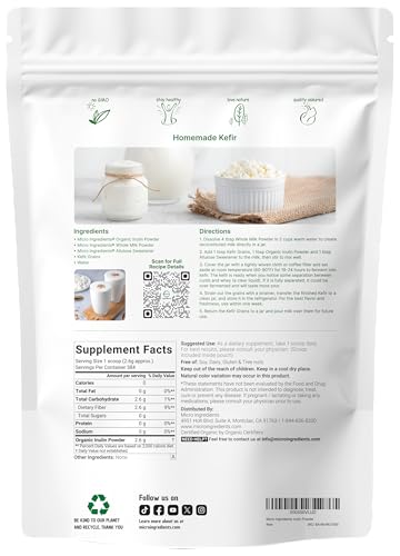 image for Micro Ingredients Organic Inulin FOS Fiber Powder, 2.2 lb | Quick Wate