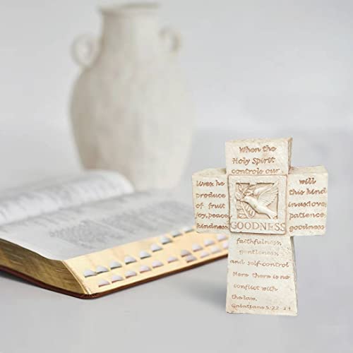 Bezalel Cross Decor Christian Gifts - Standing Cross Religious Christian Gifts For Men/Women Wooden Cross Table Top Cross For Church Home Room Decor - Christian Decor Wall Cross（Resin, 5''） #TOP6