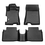 IKON MOTORSPORTS 3D TPE Floor Mats, Compatible with 2008-2012 Honda Accord Sedan 4-Door, All Weather Waterproof Anti-Slip Floor Liners, Front & 2nd Row Full Set Car Interior Accessories, Black
