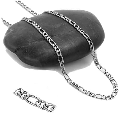 Diamond Cut White Gold Figaro Chain 16 