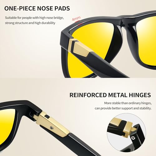 Image of Joopin Polarized Sunglasses Men Women UV400 Protection, Big Chunky Square Sun Glasses, Designer Shades Retro Sunnies Driving