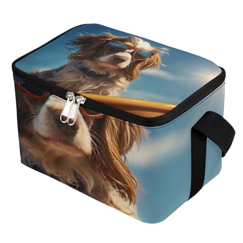 GzLeyigou Lunch Bags for Women Men 9 Cans,Dog Surfboard Surfing Hot & Cold Food Delivery Bag Insulated Grocery Bag Insulated Lunch Box Cool Dog Cooler Bag for Office Work Picnic Beach