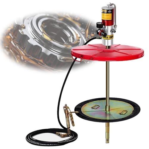 Air Operated Grease Pump, Drum Cap, 0.85L/min Discharge, Industrial Use, Includes 360° Gun 16ft Explosion-Proof Hose, 55 Gallon Drums, for Truck, Farm, Construction Machinery