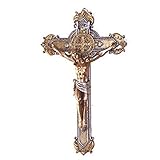 Jesus on the Cross St Benedict Ornate Crucifix Religion Statue Decor 8' Height 2 Tone Wall Hanging