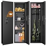 Omethey 53.15' Wall Safe Between the Studs, Hidden Safe with Dual Alarm System and Silent Mode, Wall Gun Safe with 3 Adjustable Shelves and Magnetic Slot (Black-Digital)