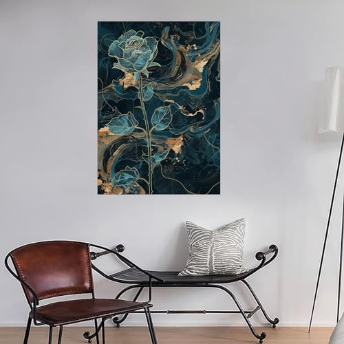 Tableau decoration murale salon abstrait floral 80x120cm - 3