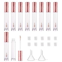 CAIYA 10Pcs Refillable Empty Lip Gloss Tubes with Wand, 6ml Lip Gloss Containers Cosmetic Transparent Lip Glaze Bottles with Stoppers, Making Kit Lipstick Bottle for DIY Lip Glaze SamplesChampagne
