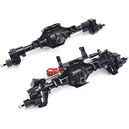 Scx10 Front And Rear Portal Axles Shafts Aluminum Alloy Replacement 1/10 Rc Crawler Car Axial For Scx10 Ii Axial Assembly 90046 90047 Upgrades- Black #TOP3