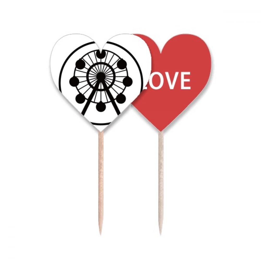 Cure-dents drapeau grande roue et pique cupcake love heart noir pour décoration de buffet