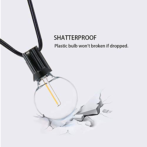 Banord 100Ft G40 Globe String Lights, 2700K Led Outdoor Patio Lights String With 50 Dimmable Shatterproof Bulbs, Waterproof Connectable Hanging Lights For Backyard Porch Balcony Party, E12 Socket Base #TOP1