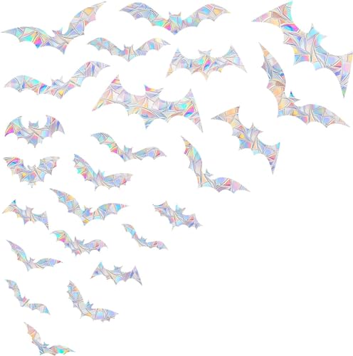 Image of 45PCS Bat Window Clings - Anti-Collision Decals to Save Birds From Collisions, Non-Adhesive Prismatic Vinyl Clings (Bat)