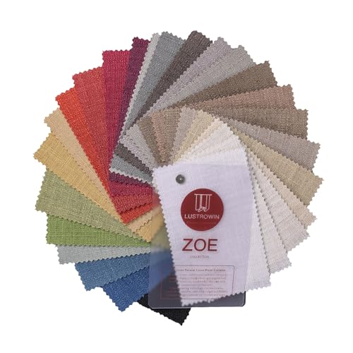 LUSTROWIN Natural Linen Blend Fabric Sample Booklet 27 Colors Available