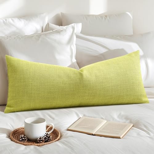 OTOSTAR Linen Throw Pillow Cover Set of 1 Decorative Long Lumbar Pillowcase Rectangle Cushion Cover 14x36 Inch for Home Decor Sofa Bedroom Car 35 x 90CM Sage Green