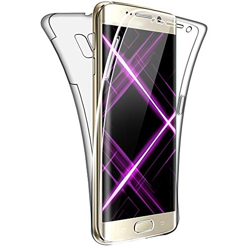SDTEK Funda Compatible con Samsung Galaxy S6 Edge, 360 Grados Cobertura Total Silicona Transparente Cover Case
