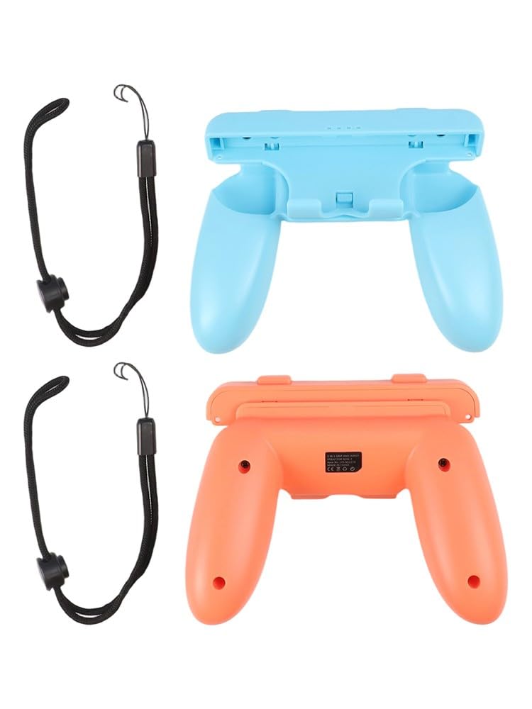 Manopole Switch 2 (2025) - Set di impugnature ergonomiche in ABS con installazione sicura e facile, nero con accenti arancioni e blu