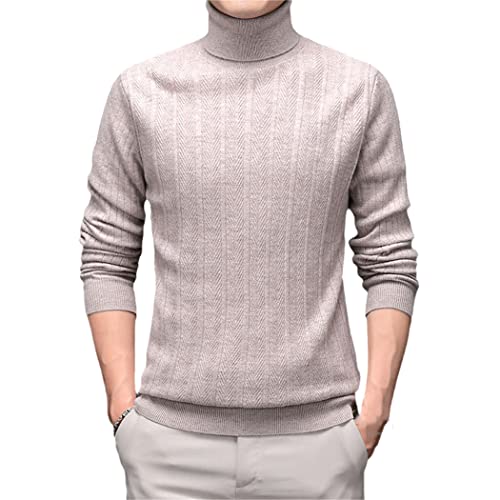 Pull col roulé homme pure laine mérinos chaud kaki épais M