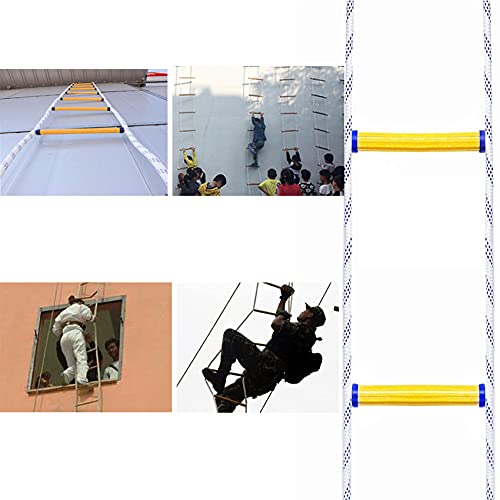 Kingwolfox Emergency Fire Escape Ladder Flame Resistant Safety Rope Ladder With Hooks， Fast To Deploy & Easy To Use Compact & Easy To Store Withstand Weight Up To 2000 Pounds (32Ft) #TOP6