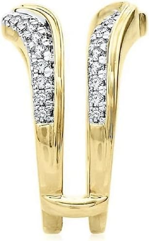 0.50Ct Round Cut Lab Created Moissanite 14k Two Tone Gold Plated 925 Sterling Silver Enhancer Wrap Engagement Ring Silver Wedding Enhancer Wrap Band Ring Jacket Enhancer