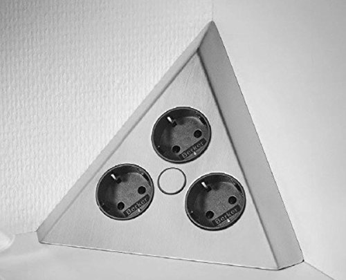 Ecksteckdose Küchensteckdose Togo Edelstahl 3x Schuko *505739