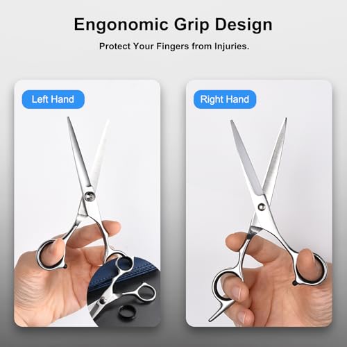 ESVIENS Hair Cutting Scissors, 6.5" Stainless Steel Barber Haircut Shears for Men/Woman, Professional Trimming Scissors Kit for Salon and Home Use, Sharp Edge for Precise Cutting - Thumbnail 4