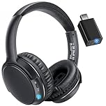 makemate Wireless Headphones for TV, BKM400 Bluetooth TV Headphones Wireless for Seniors with USB Transmitter, Higher Volume, No Audio Delay, 20hrs Playtime, 50m Range, Silvery