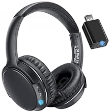 Plug and Play: Say goodbye to tangled wires with this BKM400 wireless tv headphones, allowing you to enjoy the freedom of wireless headphones for tv. Only 1 USB connector and 1 cable (optical fiber, RCA or AUX) are required to easily solve the connec...