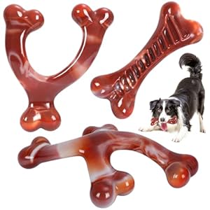 Dog Toys, 3 Pack Dog Toys for Aggressive Chewers, Indestructible Dog Toy, Durable Tough Nylon Bone with Real Bacon Flavor, Durable Dog Toys for Small/Medium/Large Dogs