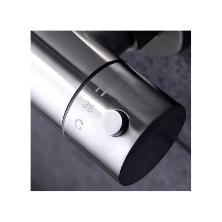IMEX - Conjunto de ducha termostática de acero inoxidable S316 - Columna de ducha con control de temperatura con Rociador redondo y mango de ducha - Grifos de ducha - Serie Moscú IMEX BTK017/AC