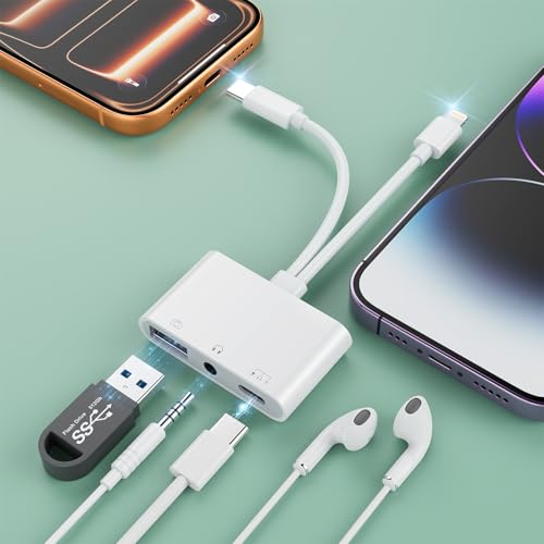 Câble répartiteur audio et charge haut de gamme en USB C et Lightning vers jack