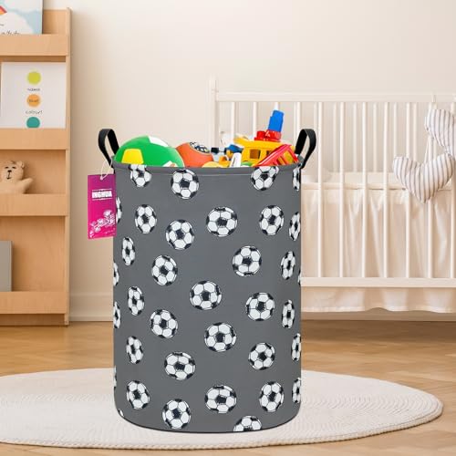 Image of Football Fabric Storage Bin Nursery Organizer Basket | Organizer Bin Dirty Clothes Collapsible Waterproof for College Dorms, Boys and Girls Bedroom,Bathroom